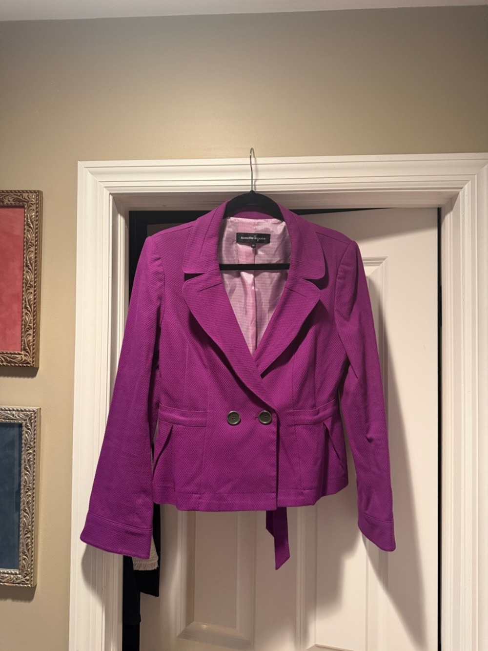 Nanette Lepore (Vintage)  Bright Purple Textured Double-Button Blazer